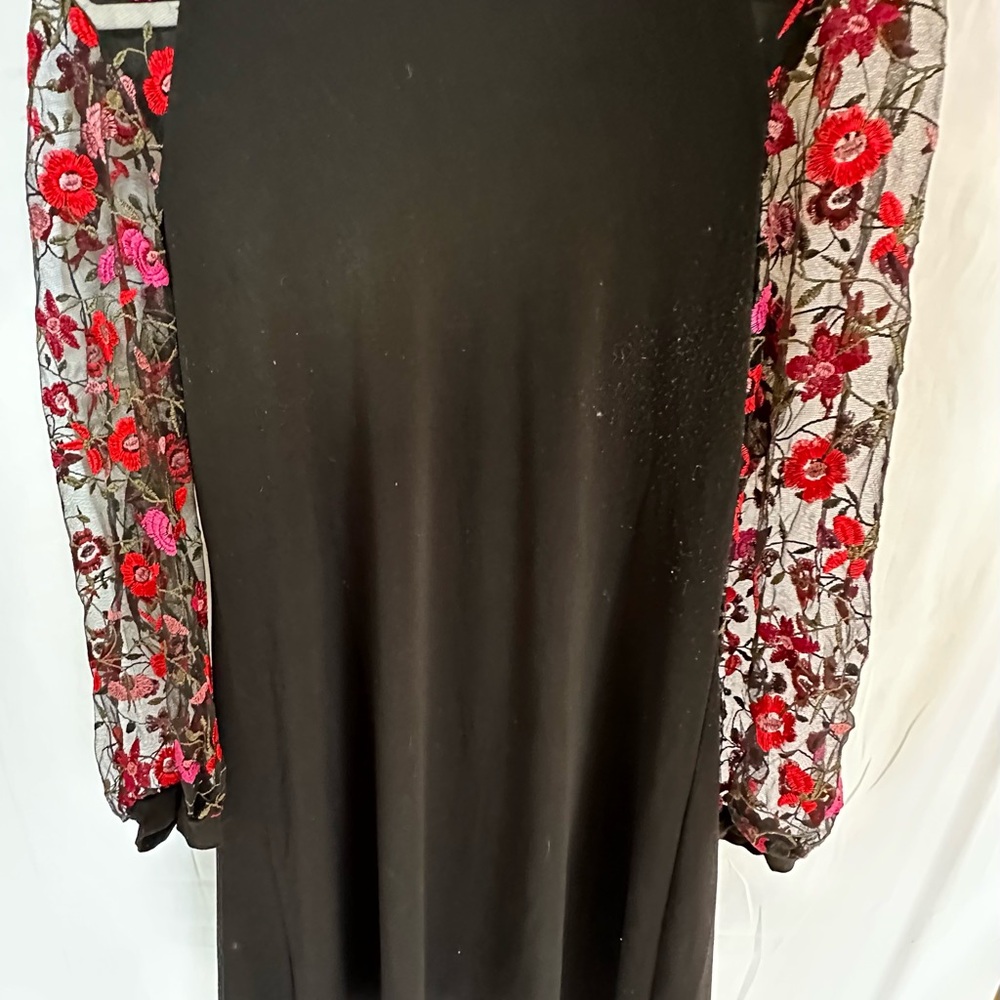 CeCe Black A-Line Mini Dress with Bishop Sleeves